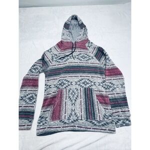 Brooklyn Cloth Pullover Women's S Gray Black Red Kangaroo Pocket Hoodie‎ Aztec